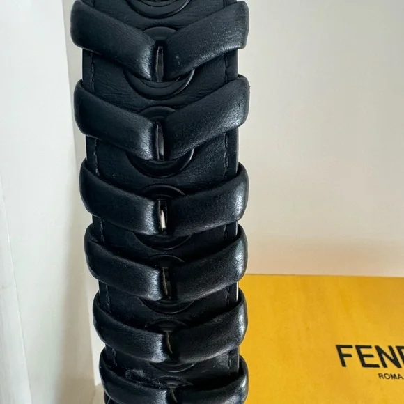 Fendi Like New Black Leather Bag Strap with Box